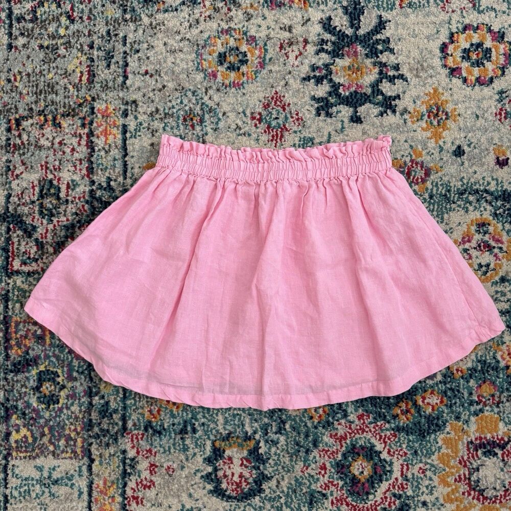 Seed Heritage Pink Linen Pull on Skirt Elastic Waist Women's Size Small